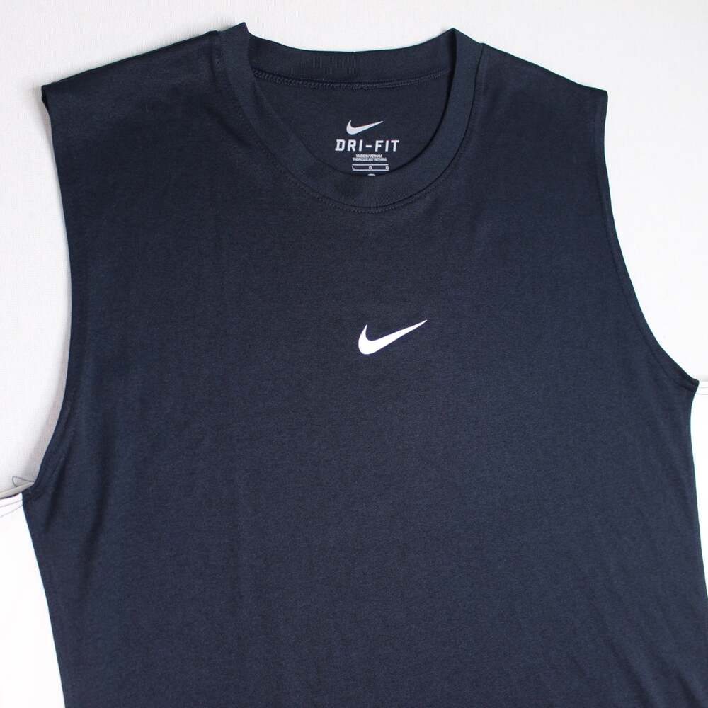 Nike Dri Fit Center Swoosh Large Logo Men’s Large Tank Top Running Athletic Navy